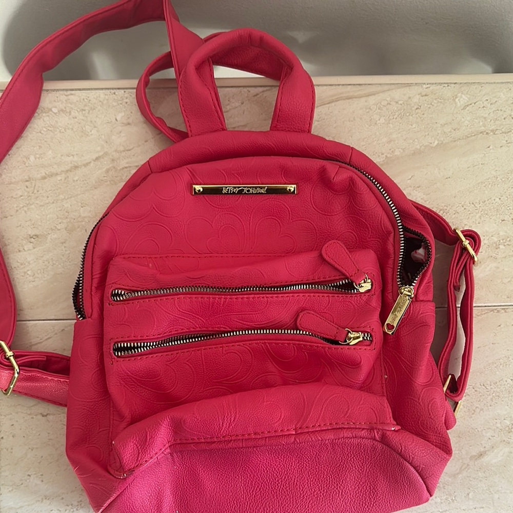 Betsey Johnson Pink Backpack with Durable Fabric and Sporty Style